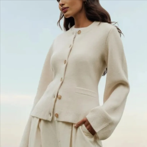 Women's Knitted Cardigan Coat – Relaxed Fit Round-Neck Sweater for Autumn & Winter